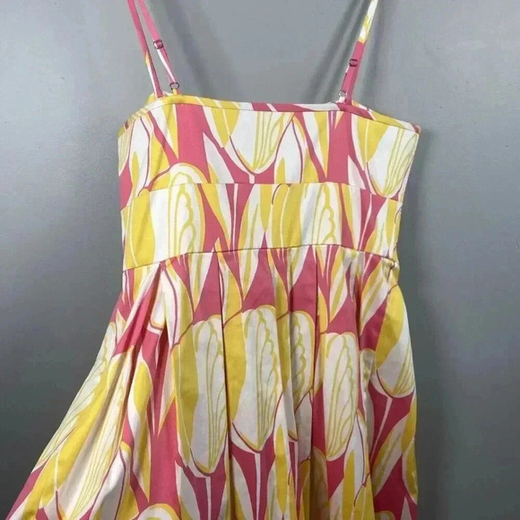 Donna Ricco New York Cotton Dress Size 12 Pink and Yellow Floral Tulip w Pockets - Picture 7 of 14